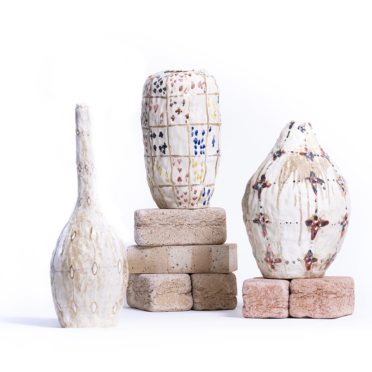 作家 中村重人 九谷焼 3.2号香炉 亀甲小紋松竹梅 美品 共箱 桐箱 陶器